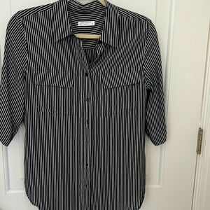 Silk stripped button down blouse